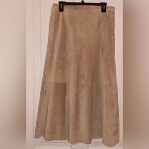Chicos 100% Leather-Suede Chic Midi Skirt-Size 2 (L) Boho Western Festival